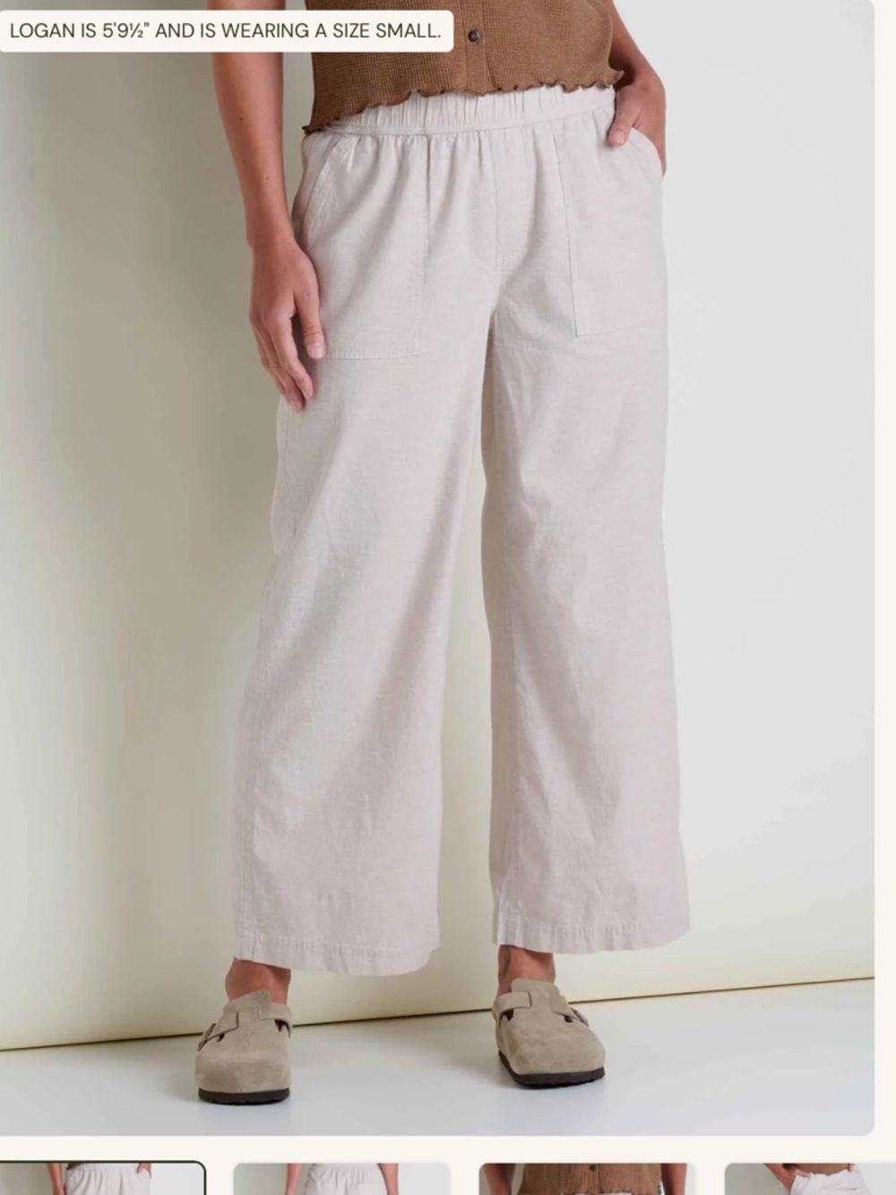 Toad and Co Wide Leg Elastic Waist Linen-Blend Pants in Light Beige size XS